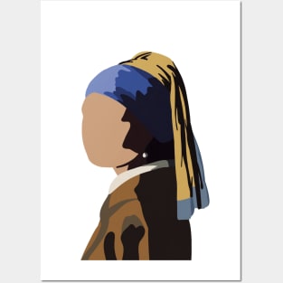 Minimal Girl with Pearl Earring Posters and Art